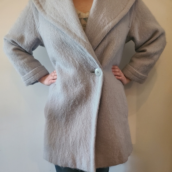 Jaeger Light Blue Wool Coat Vintage - Picture 2 of 10